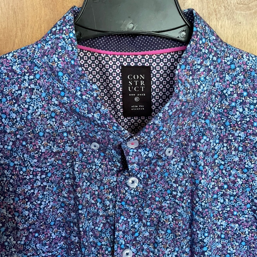 Men’s Button Dress short sleeve Shirt Floral XL